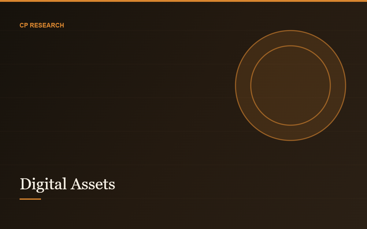 Digital Assets category cover, abstract orange network motif