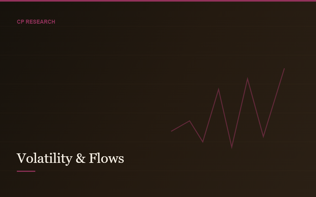 Volatility and Flows category cover, abstract magenta volatility surface motif